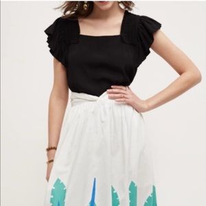 Anthropologie Maeve Epaulet Flutter Sleeve Blouse